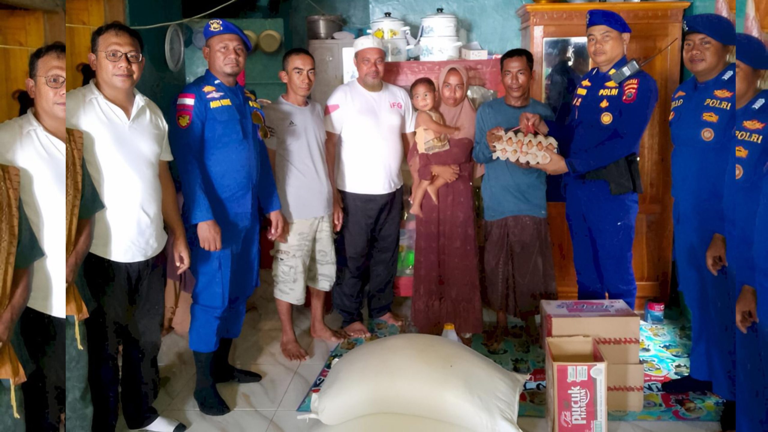 Selamat dari Musibah Laut, Sahidin Warga Pulau Papagarang Terima Bantuan Polairud Polres Mabar